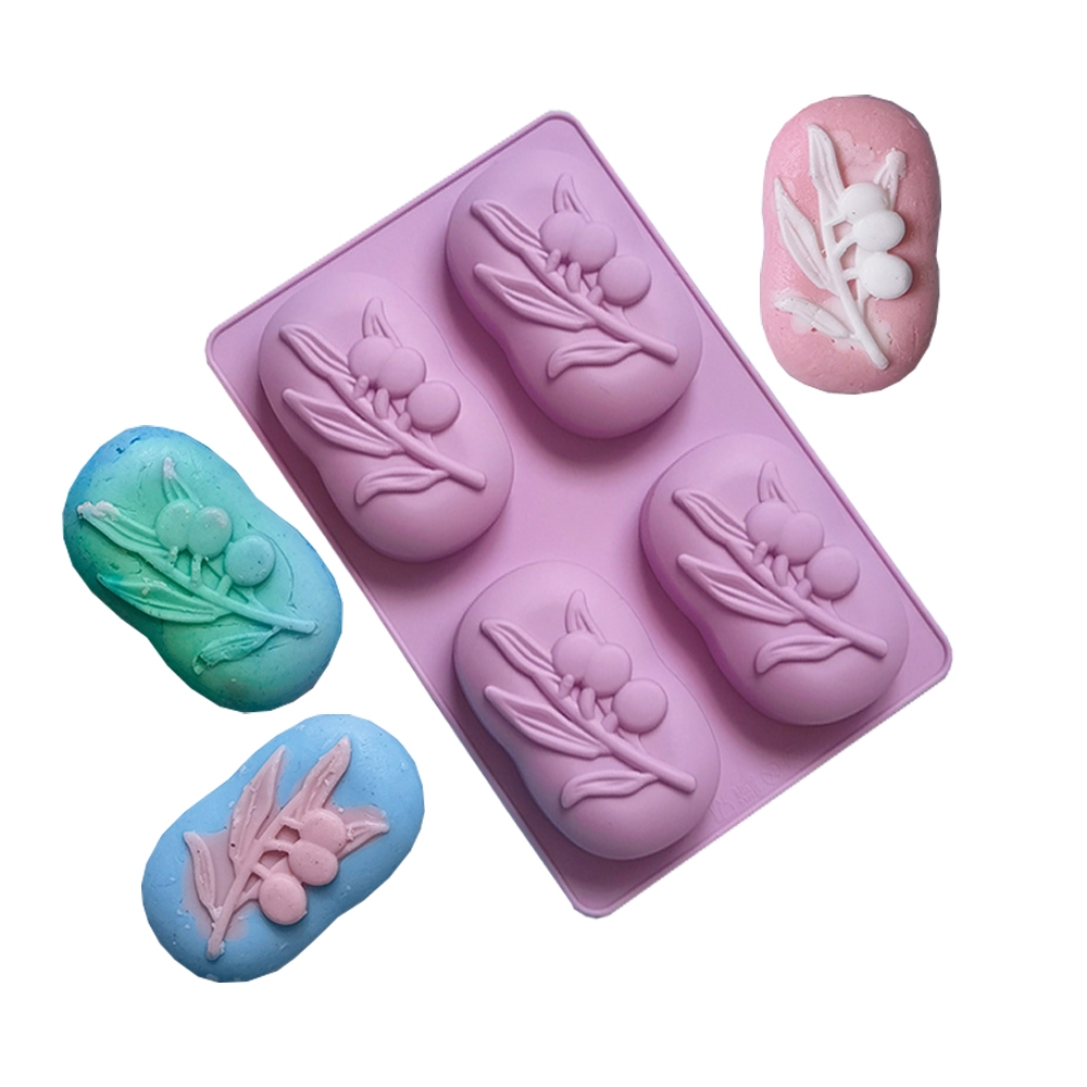 Soap Making Ideas - 4 Cavities Oval Olive Tree Silicone